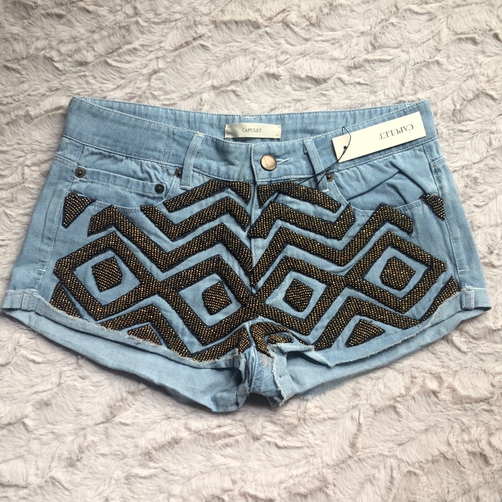 Capulet Denim Beaded Shorts